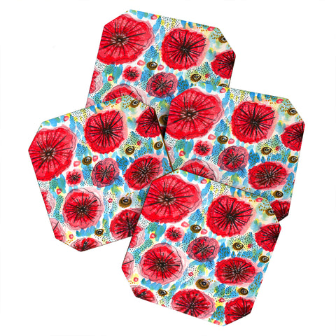 Julia Da Rocha Peonies Bloom Coaster Set