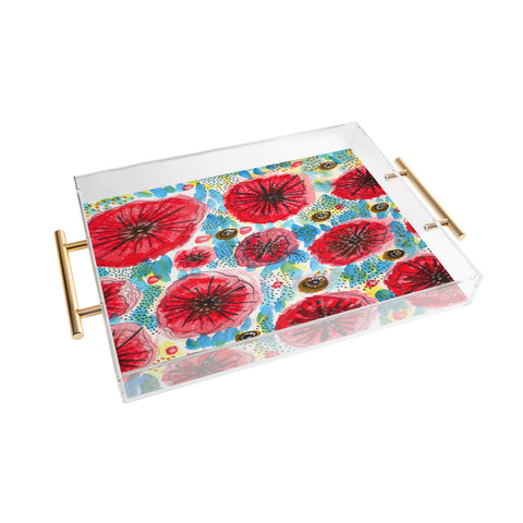 Julia Da Rocha Peonies Bloom Acrylic Tray