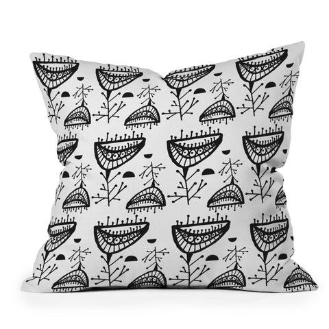 Julia Da Rocha Retro Bloom Outdoor Throw Pillow