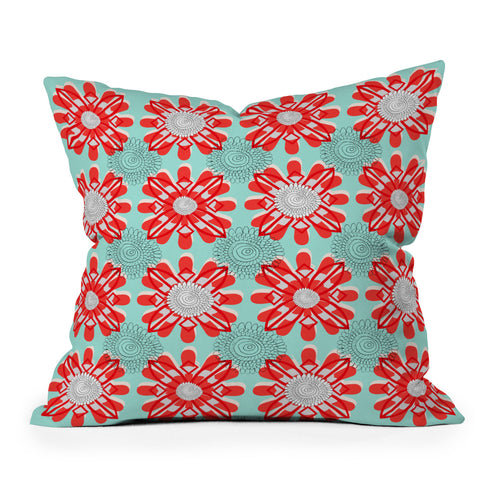 Julia Da Rocha Retro Flowers Outdoor Throw Pillow