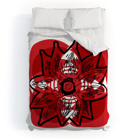 Julia Da Rocha Rojo Flor Duvet Cover