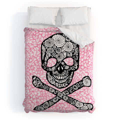 Julia Da Rocha Skull N Roses Duvet Cover