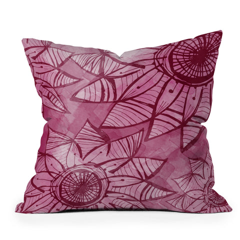 Julia Da Rocha Watercolor Rosa Outdoor Throw Pillow