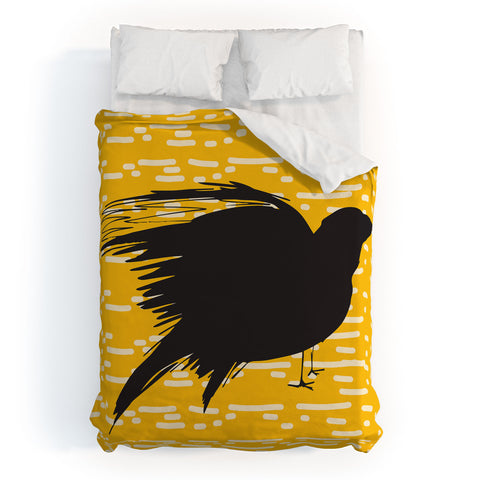 Julia Da Rocha Yellow Crow Duvet Cover