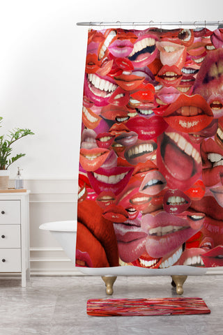Julia Walck The Word on Everyones Lips Shower Curtain And Mat
