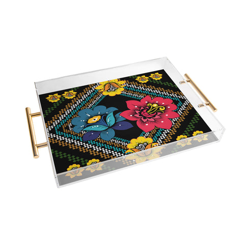 Juliana Curi Black More Flower Acrylic Tray
