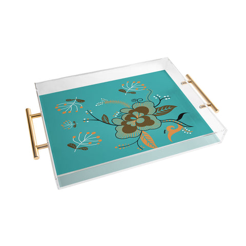 Juliana Curi Flower Turquesa Acrylic Tray