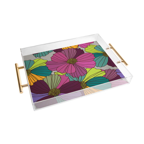Juliana Curi Gray Flower Acrylic Tray