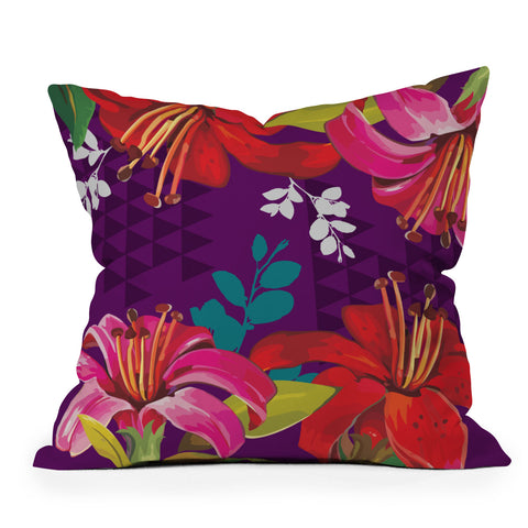 Juliana Curi Mix Flower 3 Outdoor Throw Pillow