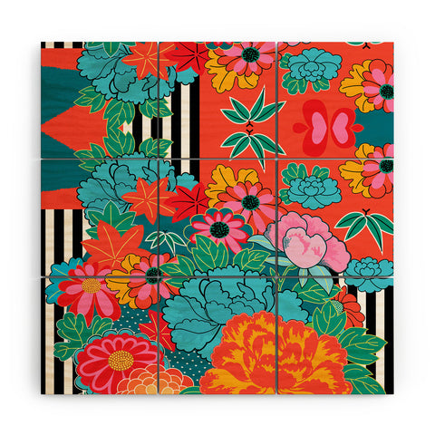 Juliana Curi Navy Modern Wood Wall Mural