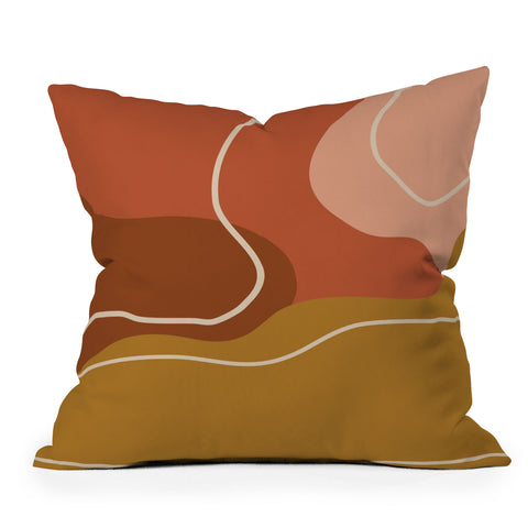 June Journal Abstract Organic Shapes in Zen Outdoor Throw Pillow