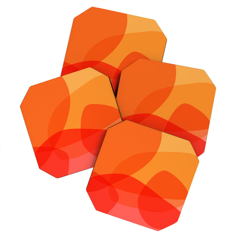 June Journal Abstract Warm Color Shapes Coaster Set