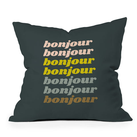 June Journal Bonjour in Pretty Pastels Throw Pillow