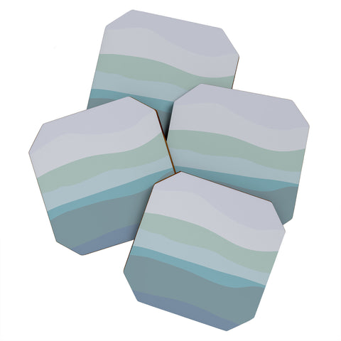 June Journal Calming Ocean Waves in Soft Du Coaster Set