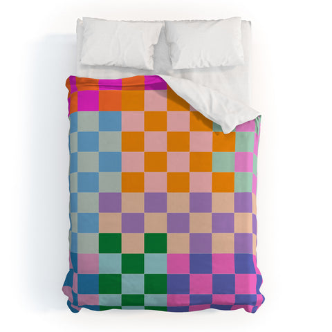 June Journal Checkerboard Collage Duvet Cover