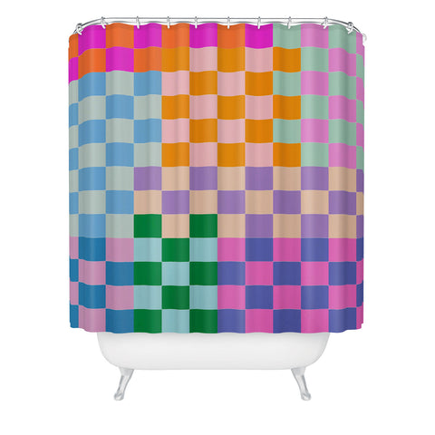 June Journal Checkerboard Collage Shower Curtain