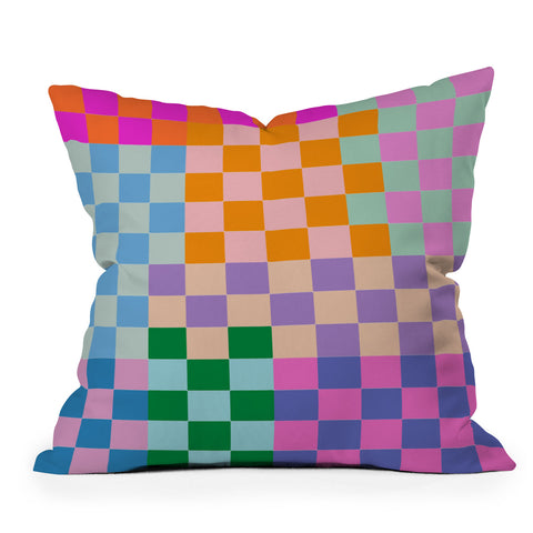 June Journal Checkerboard Collage Outdoor Throw Pillow