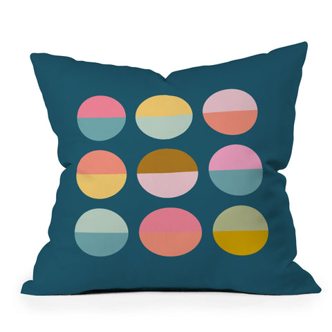 June Journal Colorful Circles Outdoor Throw Pillow