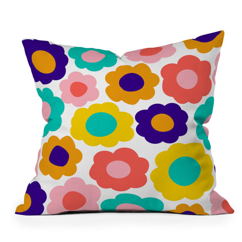 June Journal Flowers Pop Outdoor Throw Pillow