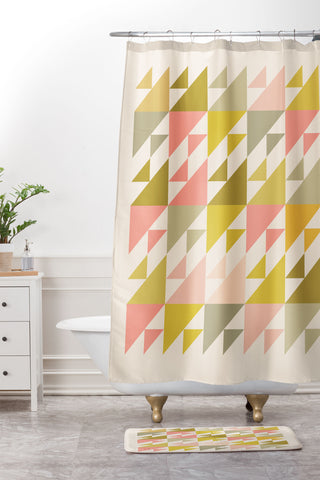June Journal Geometric 21 in Autumn Pastels Shower Curtain And Mat