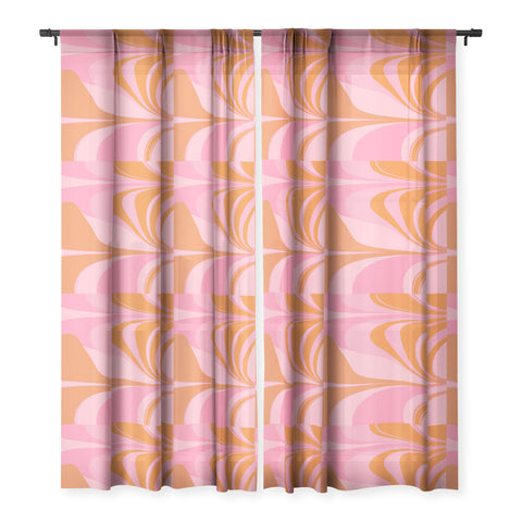 June Journal Groovy Color in Pink and Orange Sheer Window Curtain