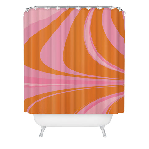 June Journal Groovy Color in Pink and Orange Shower Curtain