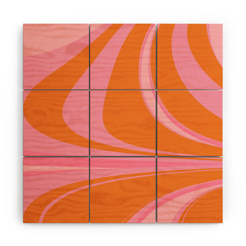 June Journal Groovy Color in Pink and Orange Wood Wall Mural