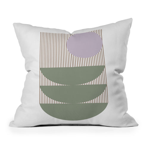 June Journal Lines and Shapes in Moss Outdoor Throw Pillow