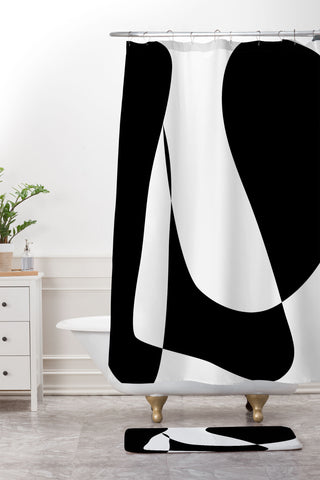 June Journal Minimalist Black and White 82 Shower Curtain And Mat