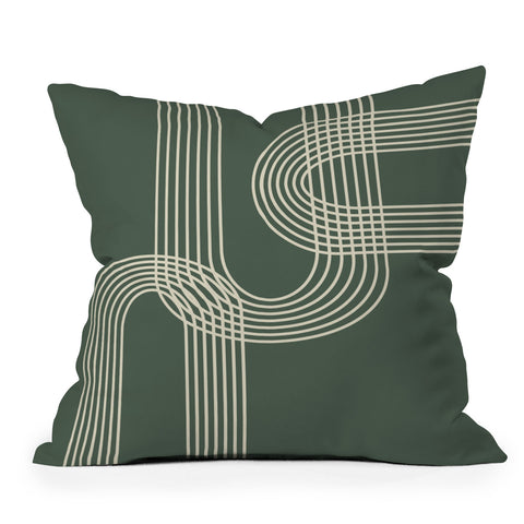 June Journal Minimalist Lines in Forest Outdoor Throw Pillow