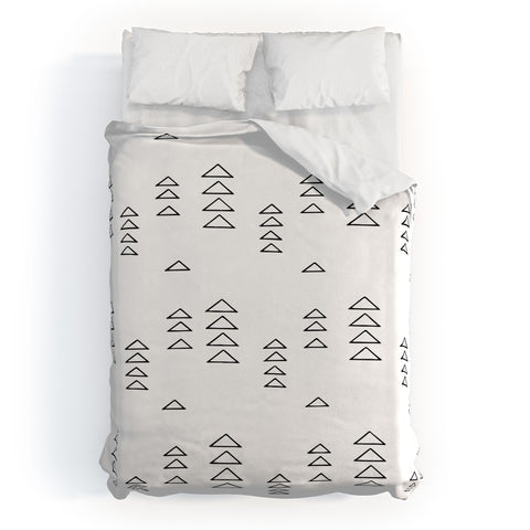 June Journal Minimalist Triangles in Black and White Duvet Cover