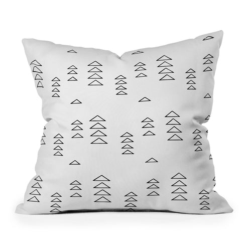 June Journal Minimalist Triangles in Black and White Outdoor Throw Pillow