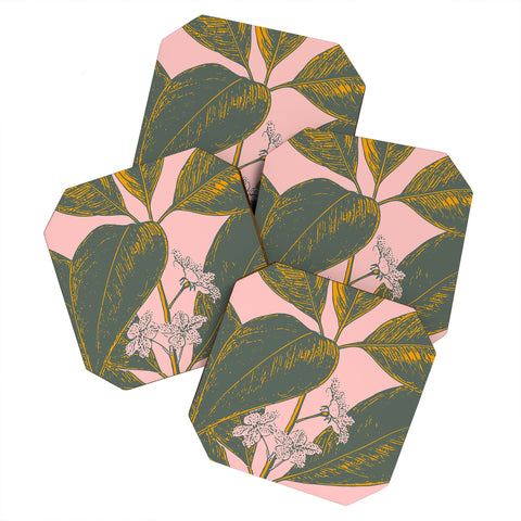June Journal Modern Botanical Banana Leaf Coaster Set