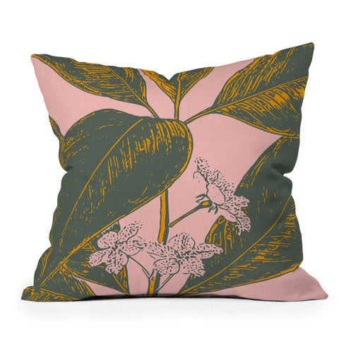 June Journal Modern Botanical Banana Leaf Outdoor Throw Pillow