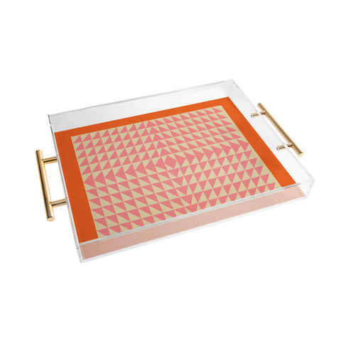 June Journal Pink and Orange Triangles Acrylic Tray