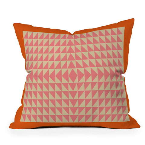 June Journal Pink and Orange Triangles Outdoor Throw Pillow