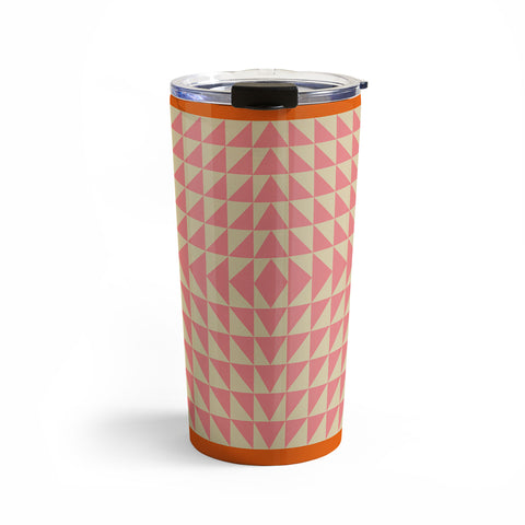 June Journal Pink and Orange Triangles Travel Mug