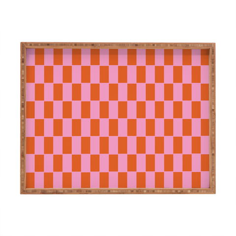 June Journal Rectangles in Pink and Red Rectangular Tray