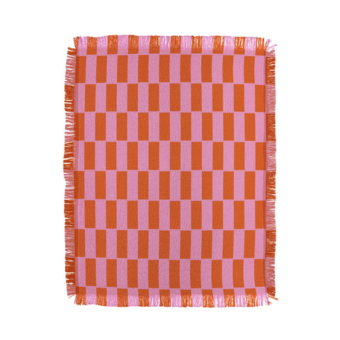 June Journal Rectangles in Pink and Red Throw Blanket