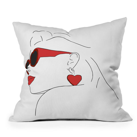 June Journal Red Sunglasses Woman Outdoor Throw Pillow