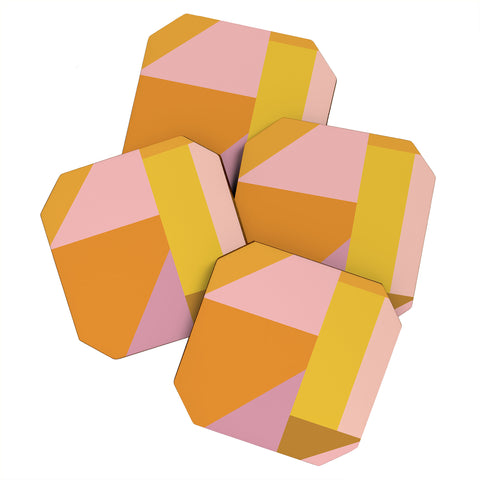 June Journal Shapes in Vintage Modern Pink Coaster Set