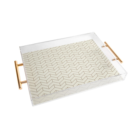 June Journal Simple Linear Geometry Cream Acrylic Tray