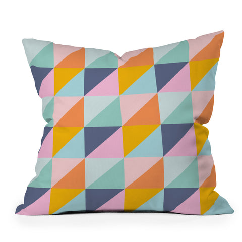 June Journal Simple Shapes Pattern in Fun Colors Outdoor Throw Pillow