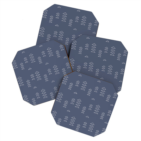 June Journal Triangles in Slate Blue Coaster Set