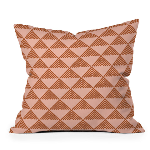 June Journal Triangular Lines in Terracotta Outdoor Throw Pillow