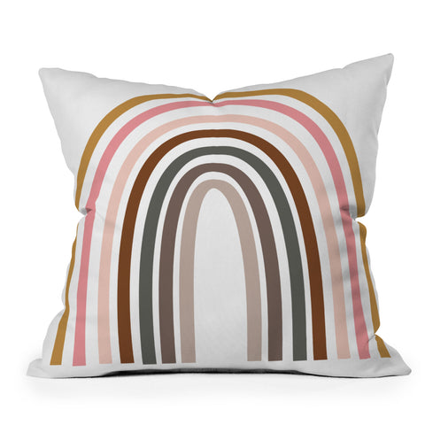 June Journal Whimsical Rainbow in Earthy Co Outdoor Throw Pillow