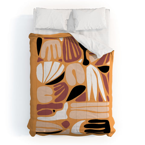 justin shiels Abstract Art Print in Terra Cott Comforter