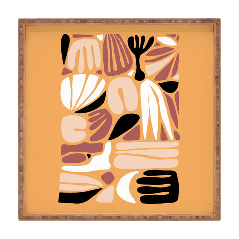 justin shiels Abstract Art Print in Terra Cott Square Tray