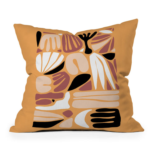 justin shiels Abstract Art Print in Terra Cott Outdoor Throw Pillow