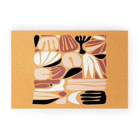 justin shiels Abstract Art Print in Terra Cott Welcome Mat